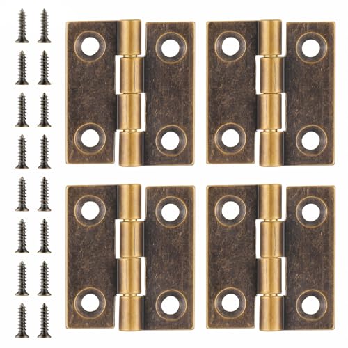 Small Hinges for Wooden Box, 4 Pcs Quality Brass Folding Jewelry Box Hinges - color: Antique Bronze