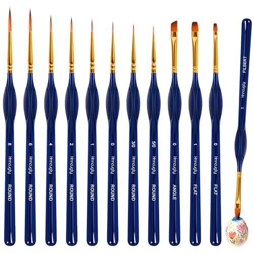 Hnncugty Miniature Paint Brushes 12 pcs, Paint Brushes for Acrylic Painting - color: Blue
