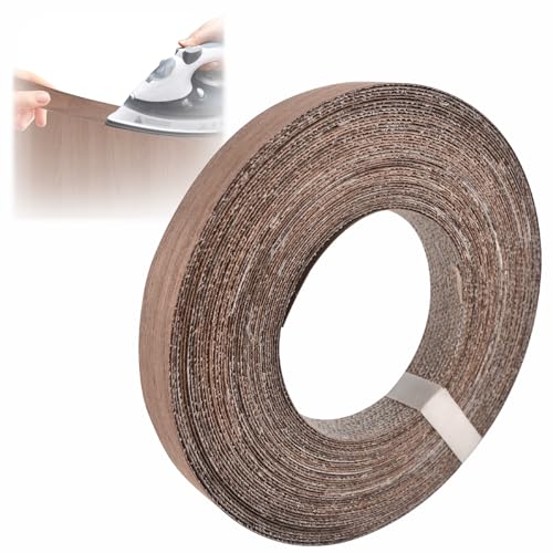 Black Walnut Edge Banding,3/4 Inch x 50 ft Roll Pre-Glued Iron On Wood Veneer Edging Banding Tape with Hot Melt Adhesive Flexible Edge Band for DIY & Professional Projects - color: Black Walnut Wood, size: 3/4 Inch x 50 ft