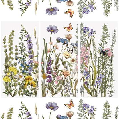 WANDIC 3 Sheets Rub On Transfer Stickers, Wild Flowers and Plants Pattern Waterproof Decals Furniture Craft Embellishments for DIY Scrapbooking Photo Albums,15 * 30cm - color: Wild Flower
