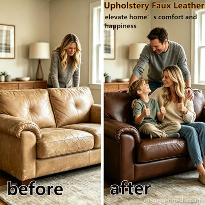 Faux Leather Fabric for Upholstery: Soft Smooth 54"x36" Leather - color: Dark Brown, size: 1 Yard（54"x36")