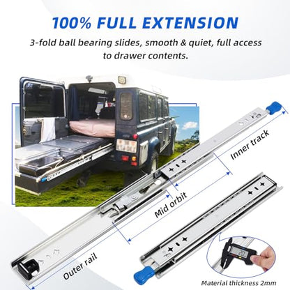 with Lock Heavy Duty Drawer Slides 12 14 16 18 20 22 24 26 28 30 32 34 36 40 44 48 52 56 60 Inch 500 Lbs Side Mount Full Extension Ball (Load:250 lb (with Lock) -W:53mm, 40 Inch) - size: 40 Inch, style: Load:250 lb (With lock) -W:53mm
