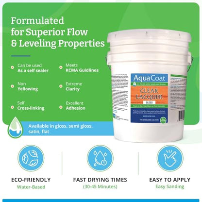 Aqua Coat Clear Lacquer - Gloss (5 Gallon), Self-Cross-Linking, - style: 5 gallon