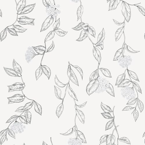 GloryTik Floral Peel and Stick Wallpaper, Removable Blue Floral Contact Paper, Self Adhesive Renter Friendly Wallpaper for Bedroom Living Room Bathroom (17.3" x 78.7") - color: Light White, size: 17.3" x 78.7"