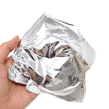 Honbay 100 Sheets Imitation Silver Leaf Paper Metal Foil Paper for Arts, Gilding Crafting, DIY Decoration, 5.5 by 5.5 Inches (Silver Leaf)