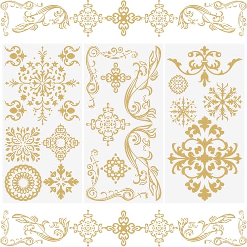 WANDIC 3 Sheets Rub on Transfers Stickers, Retro Pattern Waterproof Decals Furniture Decorative for DIY Postcard Scrapbooking,15 * 30cm - color: Retro Pattern