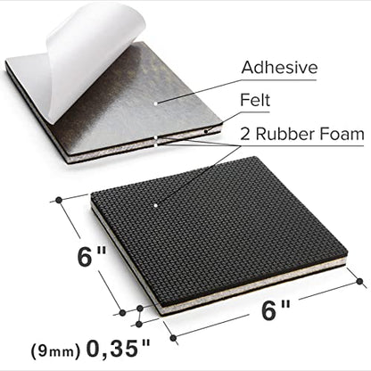 X-PROTECTOR Non Slip Furniture Pads – 4 PCS Premium Furniture Grippers 6"! - size: 6 inch 4 Square
