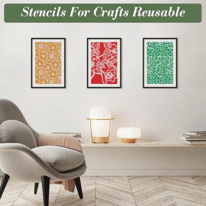 Geometric Texture Stencils for Crafts Reusable 12Pcs Stencils(8.2X5 Inch) - color: Texture 28