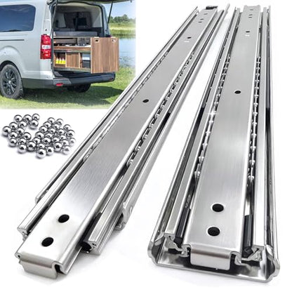 Thickened 200Lbs Heavy Duty Drawer Slides 1 Pair 10 12 14 16 18 20 22 24 32 40 Full Extension Ball Bearing Sliding Rails Cabinet Tool Box Runners Tracks Glides (16" L) - size: 16inch, style: W:51mm