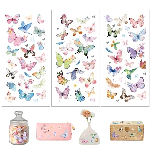 Joeyan 3 Sheets Rub On Transfers for Crafts and Furniture Vintage Butterfly Bird Rub on Transfer Stickers Floral Decals for Wood Glass Metal Canvas Porcelain Plastic DIY Craft Home Decor, 6" x12" - style: Butterfly and Bird