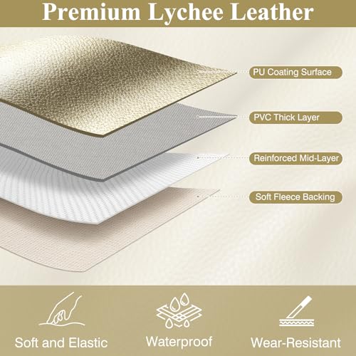 Faux Leather Fabric 55" W 1.15MM Thick Marine Vinyl Fabric 5 Yards 55"x180" - color: Gold, size: Pre-Cut 5 Yards