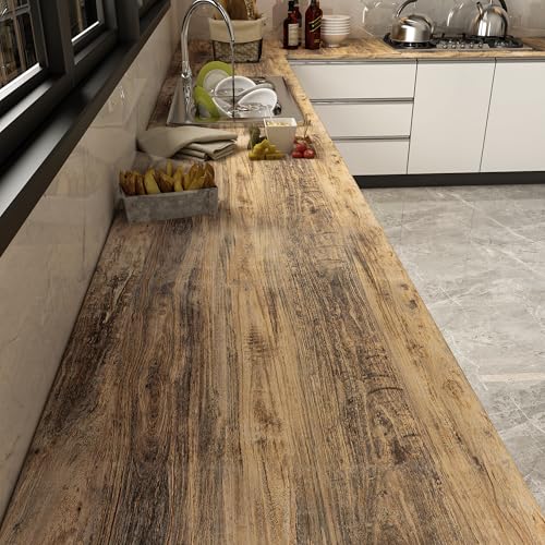 3yecao 48"×354" Brown Wood Wallpaper for Office Natural Wood Contact Paper - color: Brown, size: 48" x 354"