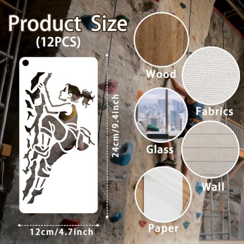 12 Sheets Women's Exercise Stencil for Painting, Woman Practicing Drawing Stencil Sports Theme Stencils Reusable Lady Motivational Template for Painting on Wall Wood Home Decor - style: Female Exercise
