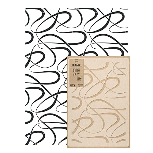 NAKLEO Wall Painting Stencil Large Size, 23,2”x37,4” Curvy Lines Esses Floreses Reusable Plastic Template, Geometric Pattern Wallpaper, DIY Home Decor Craft Wood Floor Furniture - color: Curvy Lines