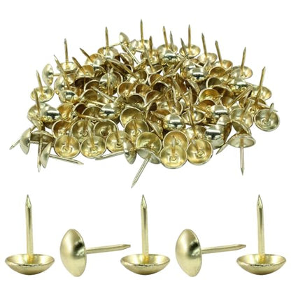 100Pcs 7/16Inch Upholstery Tacks, Gold (11 x 17mm) - color: Gold