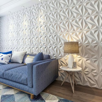 Art3dwallpanels 33 Pack 3D Wall Panels Diamond, White, 12''x12'' - color: White, size: 33 Pack