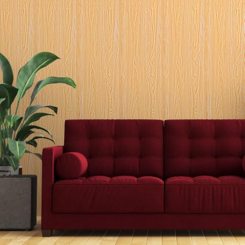 SOON AFTER Light Yellow Wood Peel and Stick Wallpaper, Size 15.7"x236"/Roll - color: Light Yellow F004A, size: 15.7" x 236"