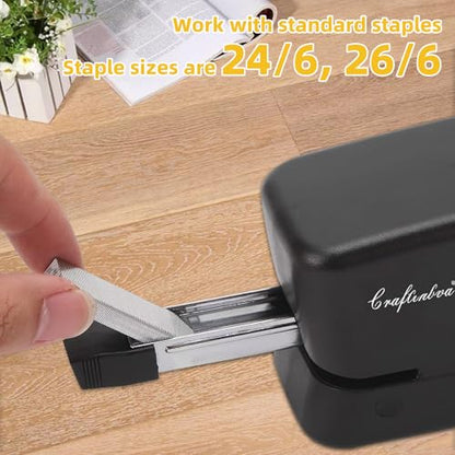 Electric Stapler, 25 Sheet Automatic Stapler, Include 2000 Staples and 1 Staple Remover, Jam Free, Professional and Home Office，Battery not Included，AC or Battery Powered - color: Black Electric Stapler
