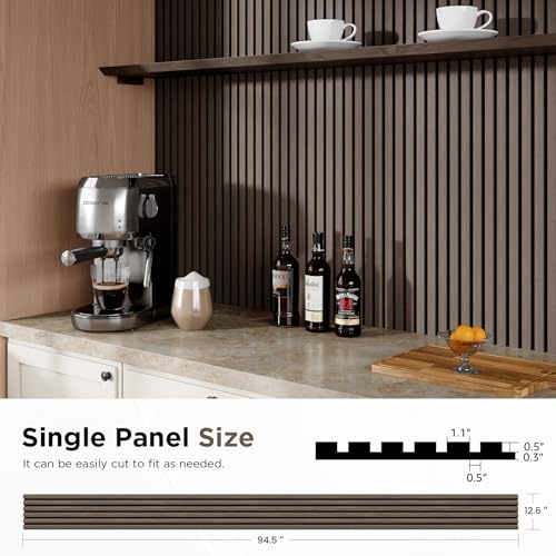 SMARTSTANDARD Wood Slat Acoustic Wall Panels 4 Pack 94"x12.6" Dark Walnut - color: Classic Dark Walnut, size: 94.5" x 50.4"