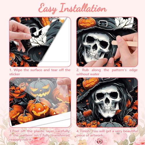 Peacoblue Halloween Skull Rub On Transfers for Furniture Craft 6"x12" - style: Halloween Skull