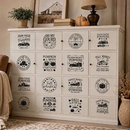 16 Pcs Fall Rub on Transfers for Crafts Furniture 5.9x5.9 Inch - color: Letter Slogon