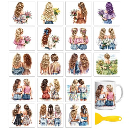 Peacoblue Best Friends Back Rub On Transfers for Craft, Transfer Sticker - style: Sisters Best Friends Back View