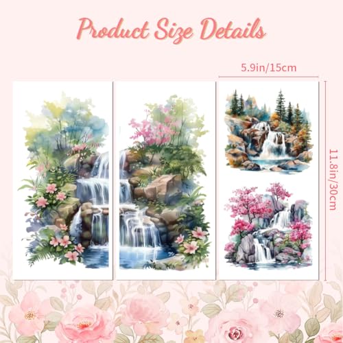 Peacoblue Waterfalls Landscapes Rub On Transfers for Furniture Craft 6"x12" - style: Waterfalls Landscapes