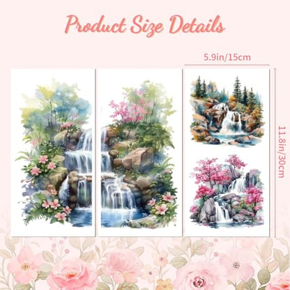 Peacoblue Waterfalls Landscapes Rub On Transfers for Furniture Craft 6"x12" - style: Waterfalls Landscapes