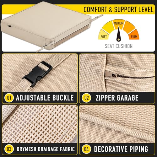 SUNROX DryFast Foam Outdoor Patio Chair Cushions with DryMesh Drainage, All-Weather FadeShield Water Resistant Patio Furniture Cushions 24"x24"x4", 4 Pack Husk Birch - color: Husk Birch, size: 24x24 Inch (Pack of 4)