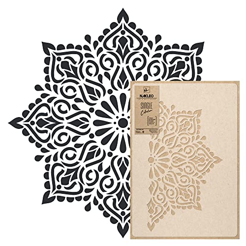 NAKLEO Mandala Painting Large Stencil Diameter 23.2”, Hindu Square Mandala Geometric Ornament, Reusable Plastic Template DIY Art and Craft, Wall Floor Wood Fabric Furniture - color: Hindu, size: M