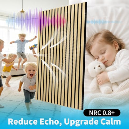 Art3d 47 x 23.6 Inch Acoustic Wood Slat Design Wall Panels, 4-Pack, Oak - color: Oak, size: 23.6" x 47"