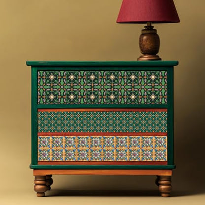 Peacoblue Marrakech Patterns Rub On Transfers for Furniture Craft 6"x12" - style: Marrakech Patterns