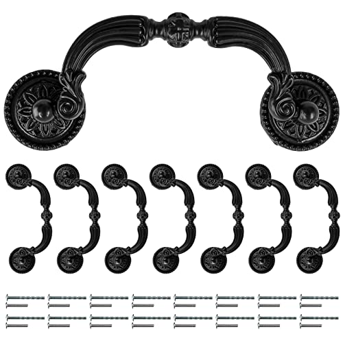8 Pack 3.5" Hole Center Bail Pull Antique Black Drawer Handle - color: Black(8 PCS), size: 3.5 Inch