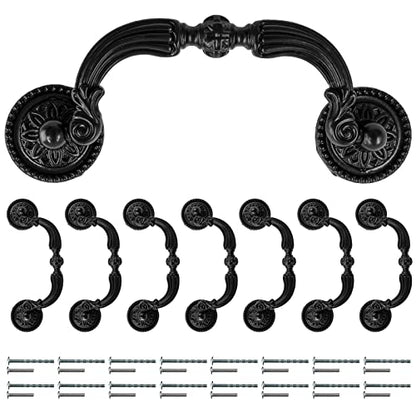 8 Pack 3.5" Hole Center Bail Pull Antique Black Drawer Handle - color: Black(8 PCS), size: 3.5 Inch