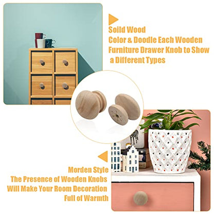 Wood Drawer Knobs, 1 Inch, Mushroom Shape, 8PCS - color: Unfinished, size: 1"/(8pcs)
