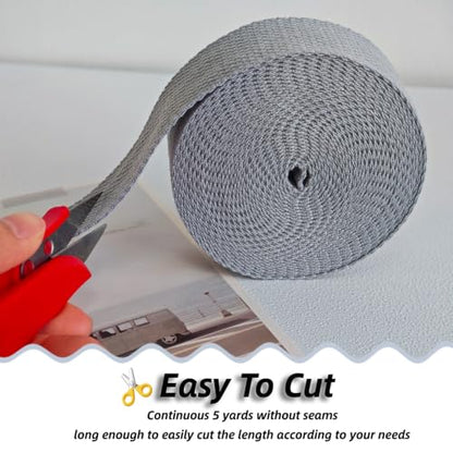 Cotton Webbing 1 Inch 5 Yards for Bag Strap Sewing Crafts, Grey - color: Grey