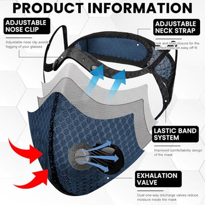 Threlaco Dust Mask Reusable - color: Black, Navy Blue