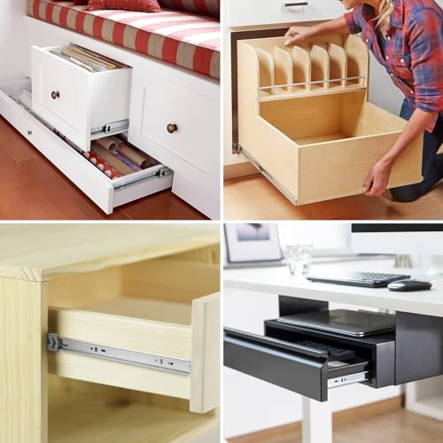 homdiy 10 Pairs Soft Close Drawer Slides 24 Inch Heavy Duty Side Mount Rail - color: Silver, size: 24 Inch