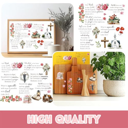 3 Sheets Classical Bible Rub On Transfers for Crafts-5.9 x 11.8 inches Easy-to-use Rub on Transfer Decals for Wood,Glass, Leather,Porcelain,Craft Projects-Home Decoration Stickers - style: Biblical words