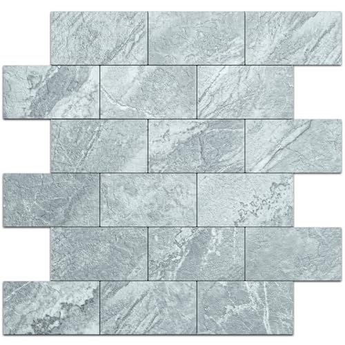 DICOFUN 10 Sheets Grey Slate Peel and Stick Backsplash Wall Tiles, 12"x12" Self Adhesive PVC Subway Tile for Kitchen Backsplash, 10 Sheets - color: Grey Slate, size: 10 Sheets, 12"x12"x0.12"