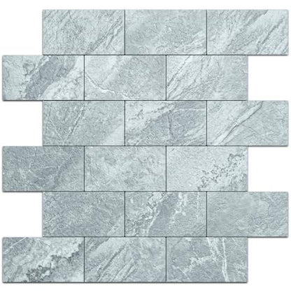 DICOFUN 10 Sheets Grey Slate Peel and Stick Backsplash Wall Tiles, 12"x12" Self Adhesive PVC Subway Tile for Kitchen Backsplash, 10 Sheets - color: Grey Slate, size: 10 Sheets, 12"x12"x0.12"