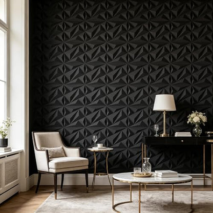 3D Wall Panels 33 Pack, 12×12 Inch Black Diamond Textured PVC Wall Panels, 32 Sq.Ft Coverage, Modern 3D Decorative Wall Tiles, Interior Accent Wall Panels for Living Room, Bedroom,Office, Hotel