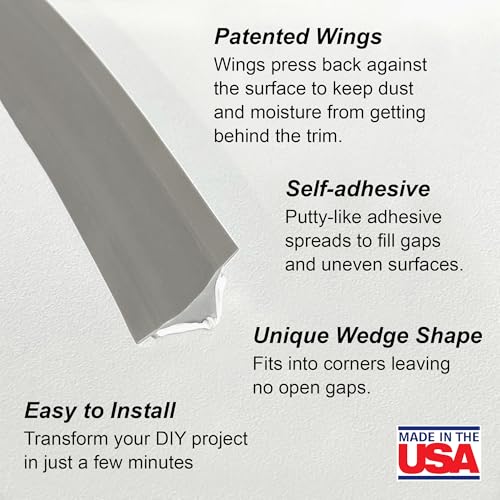 InstaTrim Flexible, Self-Adhesive Caulk Strip Sealant, 3/4" x 50', Gray - color: Grey, size: 3/4 in x 50 ft