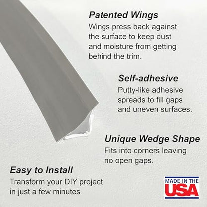 InstaTrim Flexible, Self-Adhesive Caulk Strip Sealant, 3/4" x 50', Gray - color: Grey, size: 3/4 in x 50 ft