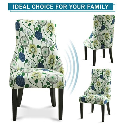 Liykimt Stretch Wingback Side Chair Slipcover-Accent Chair Cover Slipcover with Arm,Washable Upholstered Arm Dining Chair with Nailed Trim Protector for Dining Living Room - color: White/Bottle Green