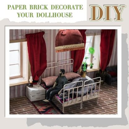 Flutesan 12 Pcs Miniature Dollhouse Wallpaper, Gray Clinker - style: Gray Clinker
