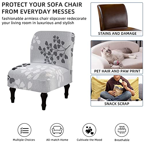 Eco-Ancheng Armless Chair Slipcover Removable Armless Accent Chairs Covers Washable Armless Slipper Chair Slipcover Printed Armless Chair Furniture Protector Covers for Living Dining Room Hotel - color: A2