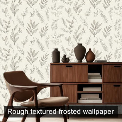 HOMETITUTE Neutral Line Art Peel Stick Wallpaper 118.1x17.7 Inch Vinyl - color: Botanical Line Art
