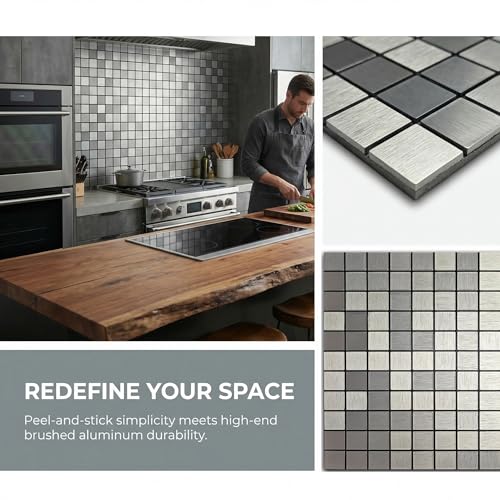 10pcs Waterproof Mosaic Wall Stickers, Silver - color: Silver