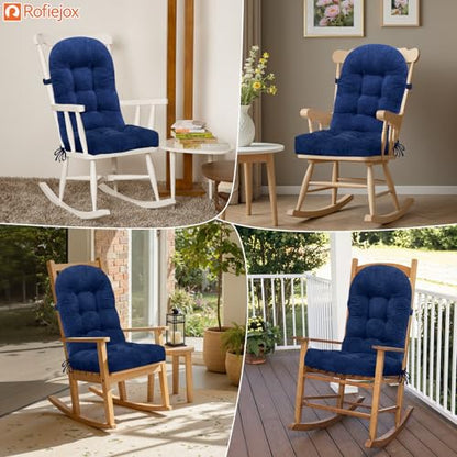 Rocking Chair Cushion, High Back, 44 x 19 x 4 Inch, Cobalt Blue - color: Cobalt Blue